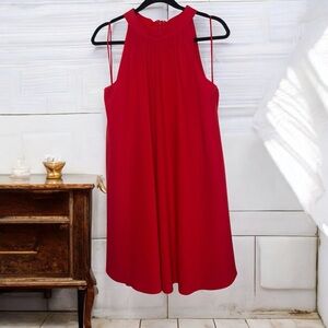 Badgley Mischka Vibrant Red Halter Mini Dress